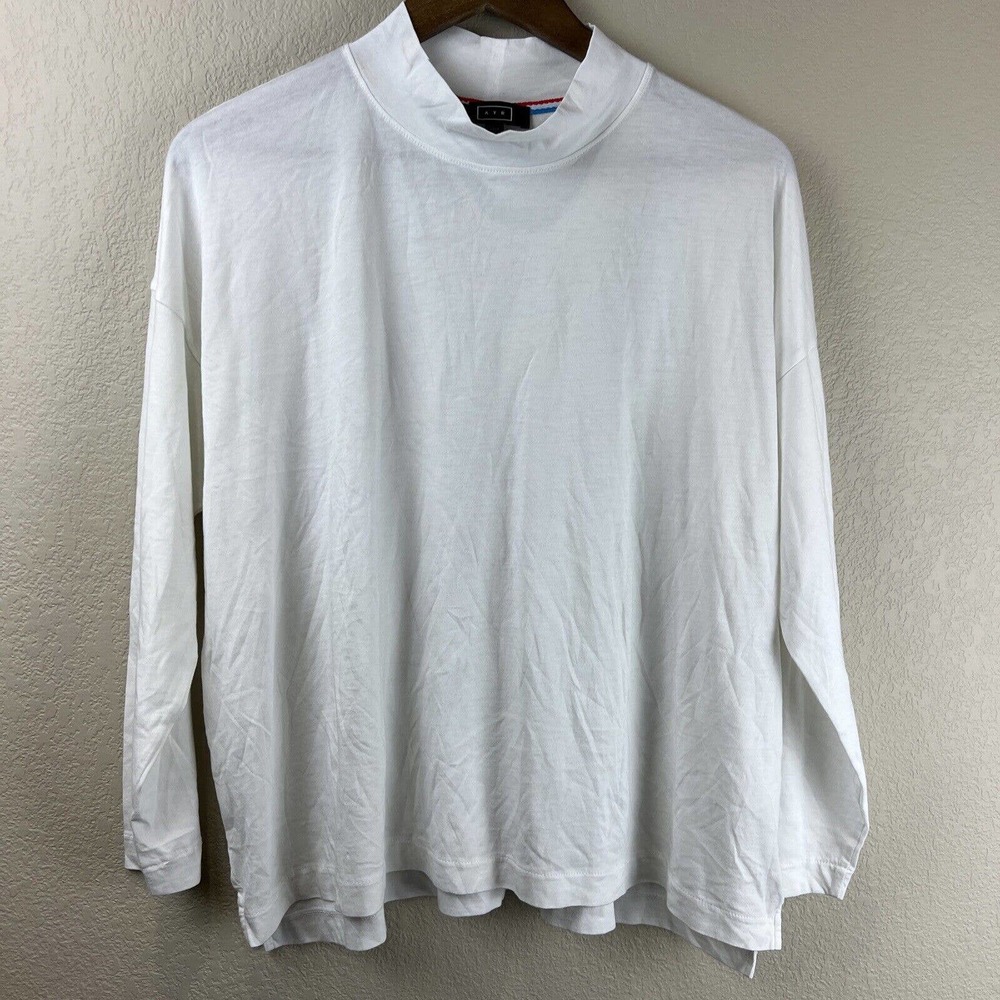 Ayr Long Sleeve T Shirt Women Xl White Mock Neck